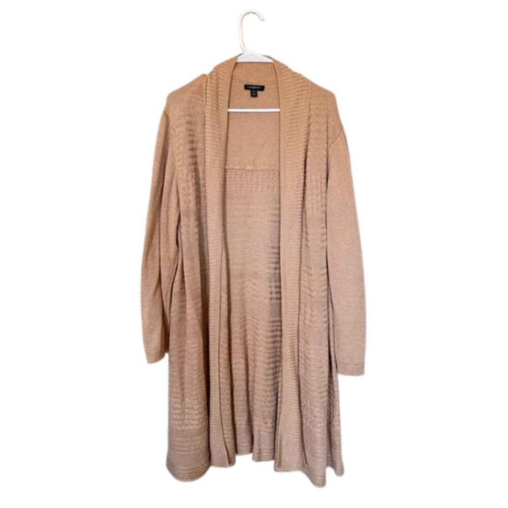 Lane Bryant Tan Open Front Duster Cardigan 14/16 Plus Size Textured Knit Casual